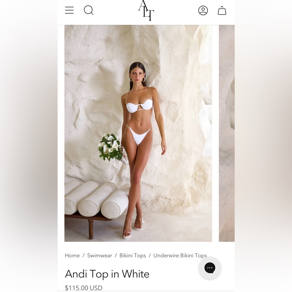 Alt Swimwear - Andi Top & Andi Bottom in White - customized bottoms - worn once
